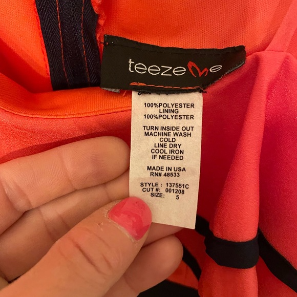 Cute navy and deep coral Teeze Me dress size 5 - Picture 2 of 2